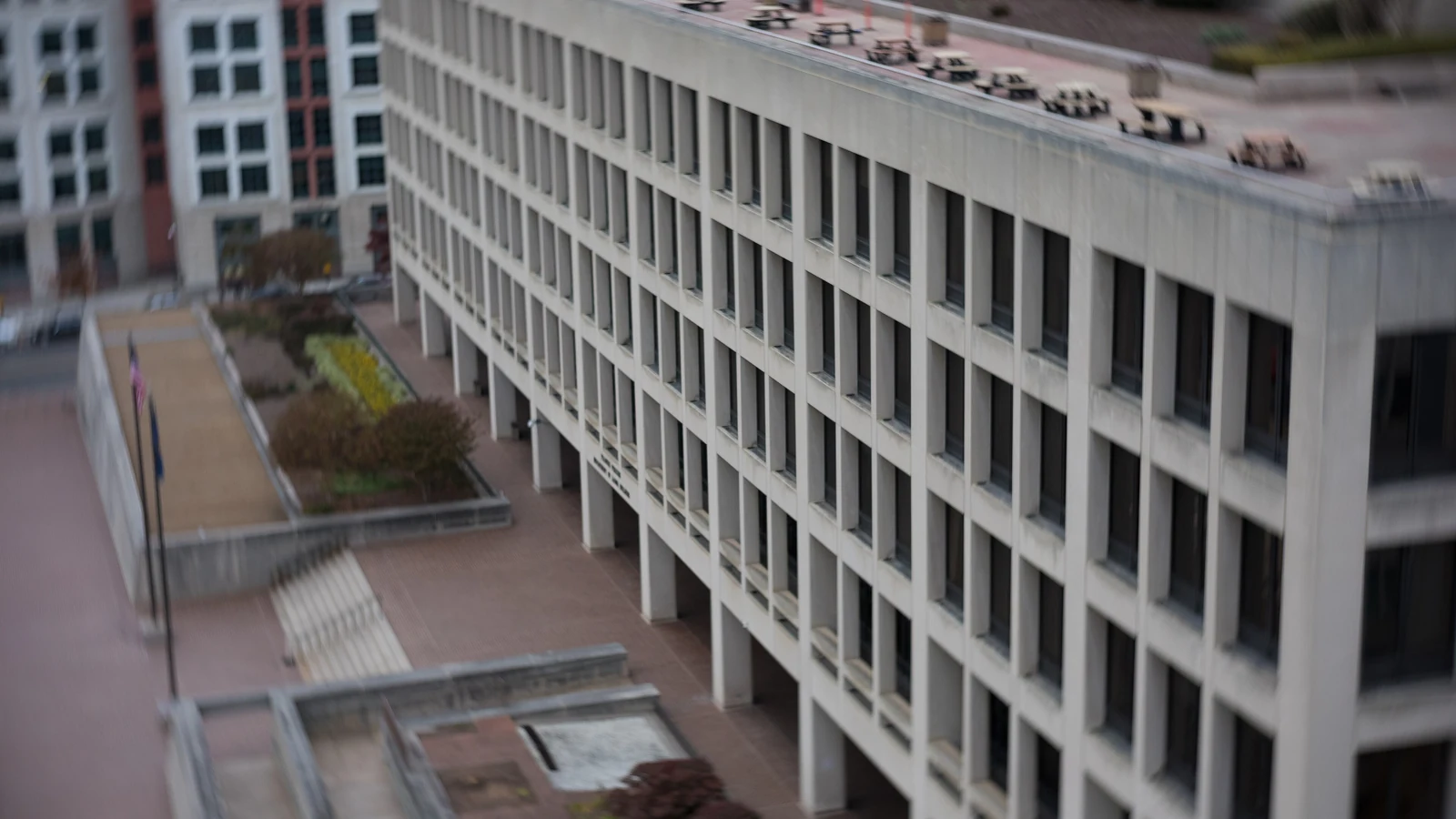 The Frances Perkins Building, headquarters of the U.S. Department of Labor, seen from above.